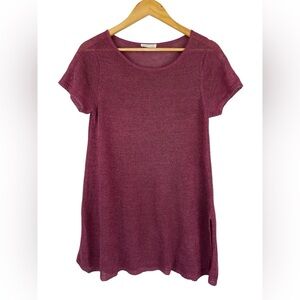 Eileen Fisher Organic Linen Scoop Neck Tunic Top Rosewood Medium M